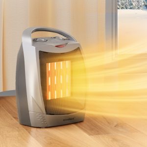 1500W/ 750W Portable Electric Space Heater with Thermostat, Safe and Quiet Ceramic Heater Fan, Heat Up 200 Square Feet for Office Room Desk Indoor Use, Silver