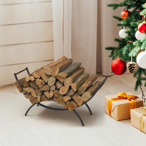 Half-Round Firewood Rack for Indoor/ Outdoor, Metal Holder for Firewood Storage, for Fireplaces, Fire Pits, and Camping, Backyard Bonfires.