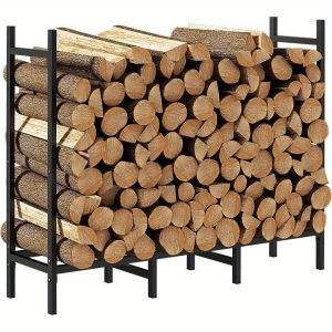 4ft Firewood Rack Holder, Adjustable Heavy Duty Fire Log Stacker Stand for Fireplace, Outdoor Indoor Metal Wood Pile Storage Organizer, Patio Logs Stand tool