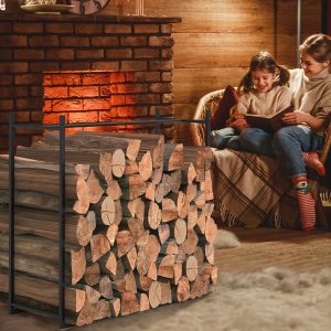 Firewood Rack Indoor, 32inch Outdoor Waterproof Wood Rack for Firewood, Rustproof Stable Log Holder and Fireplace Decor