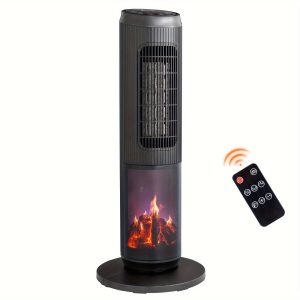 1500W Portable Electric Heater With Thermostat, 60?? Oscillation, Timer, Remote Control, For Indoor Bedroom Office Home, Black