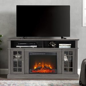 23 Inch Electric Fireplace Insert, Cost-effective Heater With Log Set & Realistic Flame, Overheating Protection