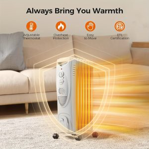 Radiator Heater, 1500W Electric Portable Space Oil Filled Heater With LCD Display, 4 Modes, Remote Control, Overheat & Tip-Over Protection, Digital Thermostat, With/without 24H Timer, For Indoor Use