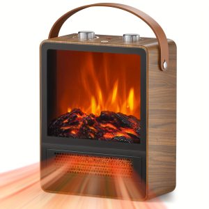 Electric Fireplace Heater For Indoor Use, 1500W/750W Space Heater Fireplace With 3D LED Flame, Double Safety Protection, Portable Fireplace Heater For Home Office Christmas Decoration