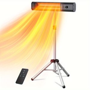 Patio Heater, Outdoor Electric Heater, 9 Heat Levels, 9H Timers, 1500W, Tip-over & Overheating Protection, Infrared Space Heater With Tripod Stand For Indoor, Porch, Garage