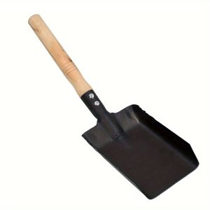 Metal Ash Shovel with Wooden Handle for Fireplace and Fire Pit Maintenance - Durable Hearth Cleaning Tool