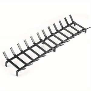 34 Inch Fireplace Log Grate Fireplace Grate Rack Heavy Duty Solid Steel Fireplace Log Burning Racks Matt Black Podwer-Coated Easy Assembly Fire Place Grates for Indoor Outdoor